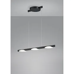 Luminaire à suspension POLE 3 flammes IP20, satiné, noir mat, anodisé gradable