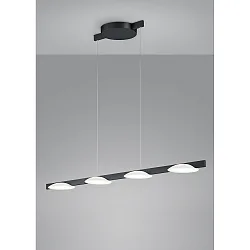 Luminaire à suspension POLE 4 flammes IP20, satiné, noir mat, anodisé gradable