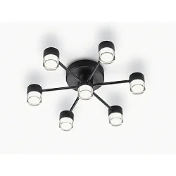 Luminaire de plafond KALA 7 flammes, rigide IP20, noir mat gradable
