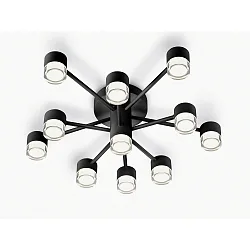 Luminaire de plafond KALA 11 flammes, rigide IP20, noir mat gradable