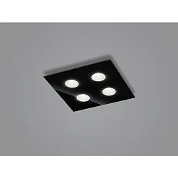 Luminaire de plafond NOMI 4 flammes, carré LED IP20, noir gradable