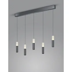 Luminaire à suspension LIDOS 5 flammes, direct / indirect IP20, chrome noir gradable
