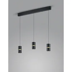 Luminaire à suspension ROK 3 flammes, réglable, direct / indirect, focalisable IP20, or mat, noir mat gradable