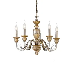 Lustre DORA SP5 5 flammes E14 IP20, or antique, feuille d'or 