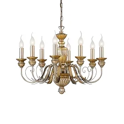 Lustre DORA SP8 8 flammes E14 IP20, or antique, feuille d'or 