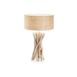 Lampe de table DRIFTWOOD à 1 flamme, avec abat-jour E27 IP20, toile, bois