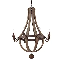 Lustre MILLENIUM 8 flammes E14 IP20, bois, rouille