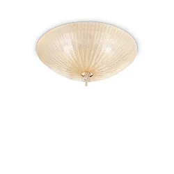 Luminaire de plafond SHELL 3 flammes E27 IP20, ambre, laiton