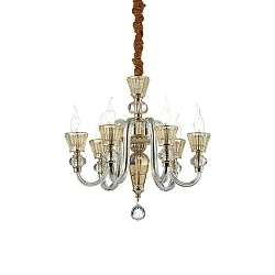Lustre STRAUSS 6 flammes E14 IP20, ambre, or rose, transparent
