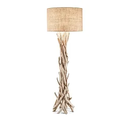 Lampadaire DRIFTWOOD à 1 flamme, avec abat-jour E27 IP20, toile, bois