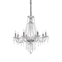 Lustre AMADEUS 8 flammes E14 IP20, chrome, transparent