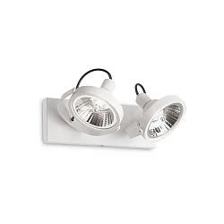 Applique et plafonnier GLIM à 2 flammes GU10 IP20, blanche, revêtement en poudre