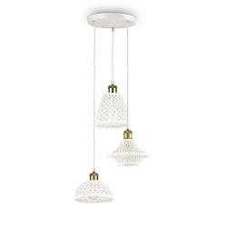 Luminaire à suspension LUGANO 3 flammes E27 IP20, blanche, bruni
