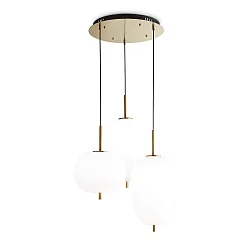 Luminaire à suspension UMILE 3 flammes IP20, or, blanc opale, satiné