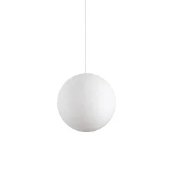 Pendant luminaire CARTA SP1, E27, matt white metal / shade in paper look, Ø 40cm