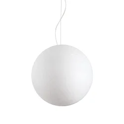 Pendant luminaire CARTA SP1, E27, matt white metal / shade in paper look, Ø 50cm