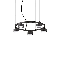 Luminaire à suspension MINOR ROUND 5 flammes GX53 IP20, noir , revêtement en poudre