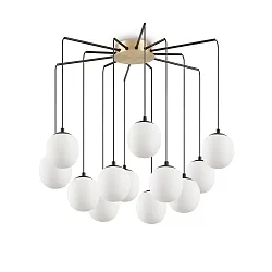 Luminaire à suspension RHAPSODY 12 flammes G9 IP20, laiton brossé, blanc opale, noir 