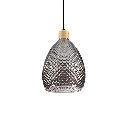Luminaire à suspension BERGEN 1 E27 IP20, bois, couvert de poudre, couleurs fumée, noir 