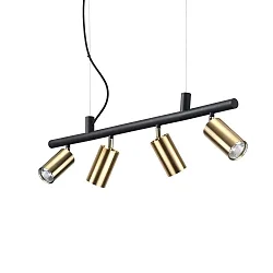 Spot DYNAMITE SP4 pivotant, rotatif GU10 IP20, noir , laiton satiné