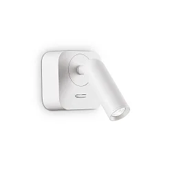 Luminaire mural BEAN angulaire, avec interrupteur IP20, blanche