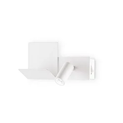 Luminaire mural KOMODO-2 AP LED droite, avec fonction de charge USB, avec tablette LED IP20, blanche