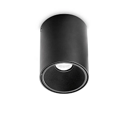 surface downlight NITRO D10 ROUND round, rigid, with lens optics, on/off IP20, black matt 