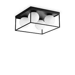 Luminaire de plafond LINGOTTO PL4 4 flammes E14 IP20, noir mat gradable