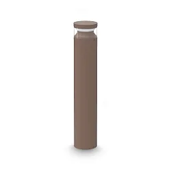 Luminaire borne BOEING H070 cylindrique, commutable, avec diffuseur IP65, mat, marron café 