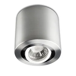Ceiling luminaire for GU10 / MR16, round, IP20, swivelling, excl. socket, excl. lamps, brushed aluminium