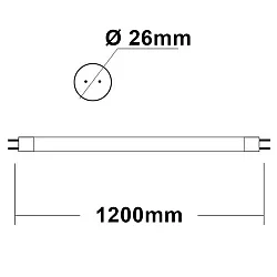 Tube LED T8 NANO+ G13 18W 2600lm 6000K 300° CRI >80 