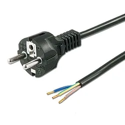 Prise Schutzkontakt-Stecker schwarz, 1,5m, lose Kabelenden