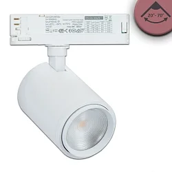 Projecteur triphasé 42W - 20°-70° FRESH MEAT ON-OFF commutable, focalisable, pivotant à la cardan IP20, blanc mat 