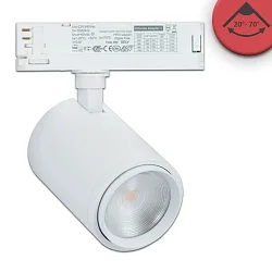 Projecteur triphasé 42W - 20°-70° MEAT ON-OFF commutable, focalisable, pivotant à la cardan IP20, blanc mat 