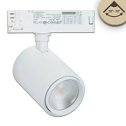 Projecteur triphasé 42W - 20°-70° FRUIT ON-OFF commutable, focalisable, pivotant à la cardan IP20, blanc mat 