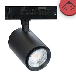 Projecteur triphasé 42W - 20°-70° MEAT ON-OFF commutable, focalisable, pivotant à la cardan IP20, noir mat 