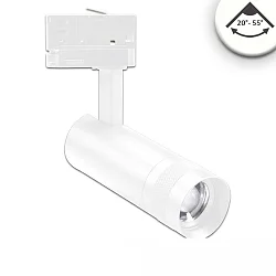 Projecteur triphasé FOCUS ADJUST 8W pivotant, rotatif, commutable, focalisable IP20, blanche 