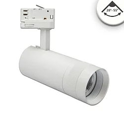 Projecteur triphasé FOCUS ADJUST 24W pivotant, rotatif, commutable, focalisable IP20, blanche 