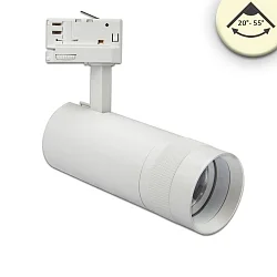 Projecteur triphasé FOCUS ADJUST 24W pivotant, rotatif, commutable, focalisable IP20, blanche 