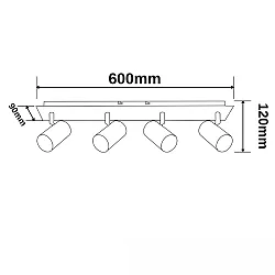 Rampe de projecteurs 4 flammes, rotatif, inclinable GU10 IP20, nickel gradable