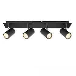 Rampe de projecteurs 4 flammes, rotatif, inclinable GU10 IP20, noir  gradable