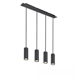Luminaire à suspension 4 flammes GU10 IP20, noir mat gradable