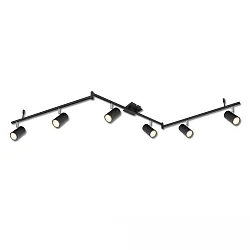 spotlight bar 6 flames, swivelling, rotatable, with jointed arm GU10 IP20, black dimmable