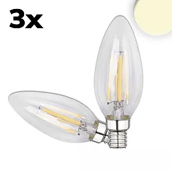 Lampe en forme de bougie LED CANLDE C35 lot de 3, commutable E14 4W 400lm 3000K 360° CRI 80-89 