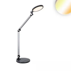 Lampe de bureau COLORSWITCH avec bras articulé, CCT Switch, inclinable IP20, argent gradable