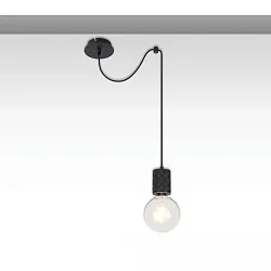 Luminaire à suspension INFINITY SINGLE ROUND à 1 flamme, rond, sans abat-jour E27 IP20, noir  gradable