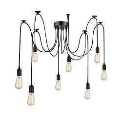 Luminaire à suspension SPIDER 1 8 flammes, rond, sans abat-jour E27 IP20, noir  gradable