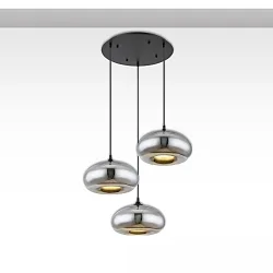 Luminaire à suspension 3 flammes, ovale E27 IP20, gradable