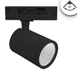 Projecteur triphasé FOCUS FIX 38° pivotant, rotatif, commutable IP20, noir  