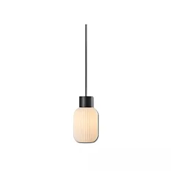 pendant luminaire INFINITY WHITE GLASS SMALL ribbed, with open cable, 2-pole E27 IP20, black dimmable